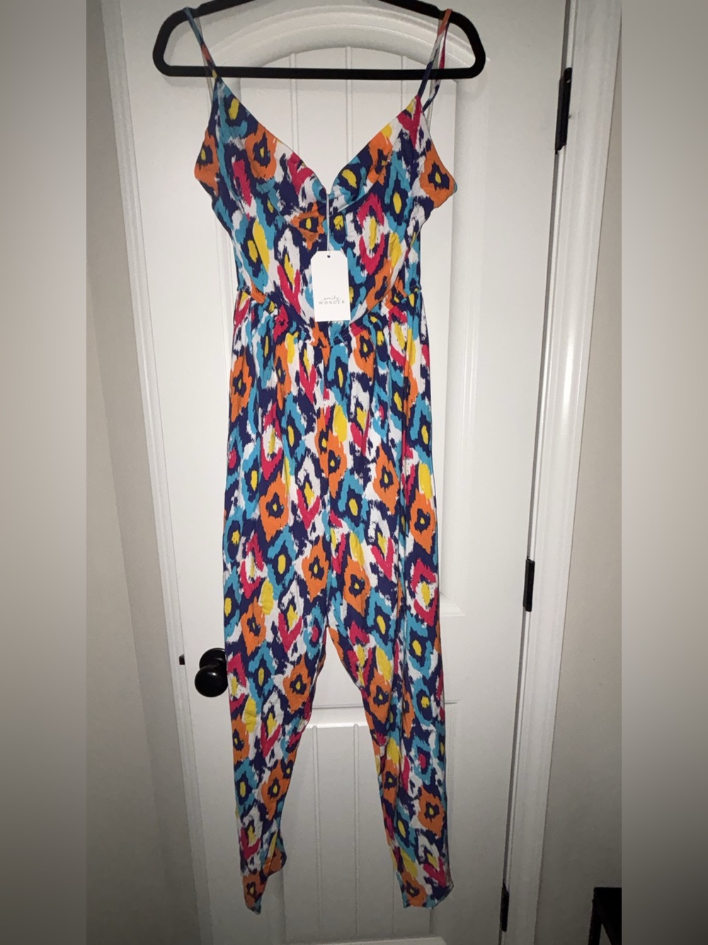 Emily Wonder Multicolor Spaghetti-Strap Jumpsuit - Vibrant Print